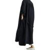 image:imageCHARTOU Womens Casual Lightweight Cotton Linen Long Sleeve Oversized Trench CoatBlack