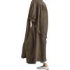 image:imageCHARTOU Womens Casual Lightweight Cotton Linen Long Sleeve Oversized Trench CoatCoffee
