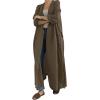 image:imageCHARTOU Womens Casual Lightweight Cotton Linen Long Sleeve Oversized Trench CoatCoffee