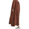image:imageCHARTOU Womens Casual Lightweight Cotton Linen Long Sleeve Oversized Trench CoatOrange