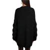 image:imageCHARTOU Womens Chunky Knitted Basket Weave Long Sleeve Open Front Cardigan Sweater TopsBlack