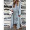 image:imageCHARTOU Womens Cotton Linen Shirt Dress Long Sleeve Summer Casual Button Down Oversized Coverup Beach DressBlue