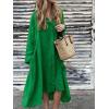 image:imageCHARTOU Womens Cotton Linen Shirt Dress Long Sleeve Summer Casual Button Down Oversized Coverup Beach DressGreen