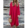 image:imageCHARTOU Womens Cotton Linen Shirt Dress Long Sleeve Summer Casual Button Down Oversized Coverup Beach DressRed