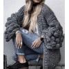 image:imageCHARTOU Womens Cute Lantern Sleeve Cable Knit Sweater Jacket Crochet Open Front CardiganDark Grey