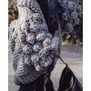 image:imageCHARTOU Womens Cute Lantern Sleeve Cable Knit Sweater Jacket Crochet Open Front CardiganLight Grey