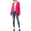 image:imageCHARTOU Womens Cute Lantern Sleeve Cable Knit Sweater Jacket Crochet Open Front CardiganRosy