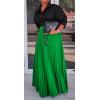 image:imageCHARTOU Womens Elastic High Waist Full Length Chiffon Flowy Swing Pleated Long SkirtGreen