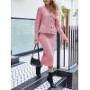image:imageCHARTOU Womens Fall Chunky Cable Knit Bodycon Skirt 2 Piece Outfit Sweater SetPink