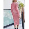 image:imageCHARTOU Womens Fall Chunky Cable Knit Bodycon Skirt 2 Piece Outfit Sweater SetPink