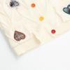 image:imageCHARTOU Womens Fall Oversized Button Down Cardigan Cute Heart Embroidery Chunky Knit Sweater Outwear JacketBeige