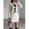 image:imageCHARTOU Womens Fall Skirt 2 Piece Sweater Set Cropped Cardigan Cable Knit Mini Skirt Dressy Outfits OutwearWhite