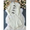 image:imageCHARTOU Womens Fall Skirt 2 Piece Sweater Set Cropped Cardigan Cable Knit Mini Skirt Dressy Outfits OutwearWhite