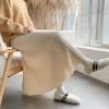 image:imageCHARTOU Womens Fall Winter High Waist Pleated ALine Maxi Long Knit Sweater SkirtApricot