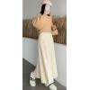 image:imageCHARTOU Womens Fall Winter High Waist Pleated ALine Maxi Long Knit Sweater SkirtApricot