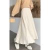 image:imageCHARTOU Womens Fall Winter High Waist Pleated ALine Maxi Long Knit Sweater SkirtApricot