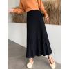 image:imageCHARTOU Womens Fall Winter High Waist Pleated ALine Maxi Long Knit Sweater SkirtBlack