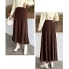 image:imageCHARTOU Womens Fall Winter High Waist Pleated ALine Maxi Long Knit Sweater SkirtCoffee