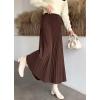 image:imageCHARTOU Womens Fall Winter High Waist Pleated ALine Maxi Long Knit Sweater SkirtCoffee