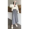 image:imageCHARTOU Womens Fall Winter High Waist Pleated ALine Maxi Long Knit Sweater SkirtGrey
