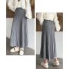 image:imageCHARTOU Womens Fall Winter High Waist Pleated ALine Maxi Long Knit Sweater SkirtGrey