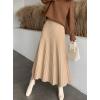 image:imageCHARTOU Womens Fall Winter High Waist Pleated ALine Maxi Long Knit Sweater SkirtKhaki