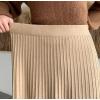 image:imageCHARTOU Womens Fall Winter High Waist Pleated ALine Maxi Long Knit Sweater SkirtKhaki