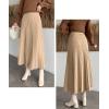 image:imageCHARTOU Womens Fall Winter High Waist Pleated ALine Maxi Long Knit Sweater SkirtKhaki