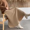 image:imageCHARTOU Womens Fall Winter High Waist Pleated ALine Maxi Long Knit Sweater SkirtKhaki