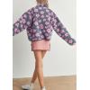 image:imageCHARTOU Womens Floral Print Sherpa Fleece Jackets Zip Up Stand Collar Daisy Jacquard Faux Fur Coat OutwearPurple