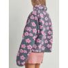image:imageCHARTOU Womens Floral Print Sherpa Fleece Jackets Zip Up Stand Collar Daisy Jacquard Faux Fur Coat OutwearPurple