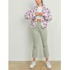 image:imageCHARTOU Womens Floral Print Sherpa Fleece Jackets Zip Up Stand Collar Daisy Jacquard Faux Fur Coat OutwearWhite