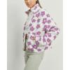 image:imageCHARTOU Womens Floral Print Sherpa Fleece Jackets Zip Up Stand Collar Daisy Jacquard Faux Fur Coat OutwearWhite