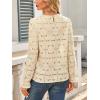 image:imageCHARTOU Womens Lace Eyelet Long Sleeve Tops Shirt Dressy Boho Floral Hollow Out Crochet Beach Blouses SummerApricot