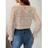 image:imageCHARTOU Womens Lace Eyelet Long Sleeve Tops Shirt Dressy Boho Floral Hollow Out Crochet Beach Blouses SummerApricot