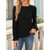 image:imageCHARTOU Womens Lace Eyelet Long Sleeve Tops Shirt Dressy Boho Floral Hollow Out Crochet Beach Blouses SummerBlack