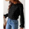 image:imageCHARTOU Womens Lace Eyelet Long Sleeve Tops Shirt Dressy Boho Floral Hollow Out Crochet Beach Blouses SummerBlack