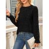 image:imageCHARTOU Womens Lace Eyelet Long Sleeve Tops Shirt Dressy Boho Floral Hollow Out Crochet Beach Blouses SummerBlack
