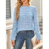 image:imageCHARTOU Womens Lace Eyelet Long Sleeve Tops Shirt Dressy Boho Floral Hollow Out Crochet Beach Blouses SummerBlue