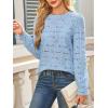 image:imageCHARTOU Womens Lace Eyelet Long Sleeve Tops Shirt Dressy Boho Floral Hollow Out Crochet Beach Blouses SummerBlue