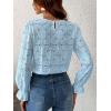 image:imageCHARTOU Womens Lace Eyelet Long Sleeve Tops Shirt Dressy Boho Floral Hollow Out Crochet Beach Blouses SummerBlue