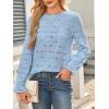 image:imageCHARTOU Womens Lace Eyelet Long Sleeve Tops Shirt Dressy Boho Floral Hollow Out Crochet Beach Blouses SummerBlue