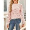 image:imageCHARTOU Womens Lace Eyelet Long Sleeve Tops Shirt Dressy Boho Floral Hollow Out Crochet Beach Blouses SummerPink