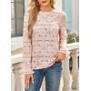 image:imageCHARTOU Womens Lace Eyelet Long Sleeve Tops Shirt Dressy Boho Floral Hollow Out Crochet Beach Blouses SummerPink