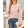 image:imageCHARTOU Womens Lace Eyelet Long Sleeve Tops Shirt Dressy Boho Floral Hollow Out Crochet Beach Blouses SummerPink
