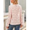 image:imageCHARTOU Womens Lace Eyelet Long Sleeve Tops Shirt Dressy Boho Floral Hollow Out Crochet Beach Blouses SummerPink