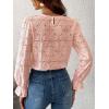image:imageCHARTOU Womens Lace Eyelet Long Sleeve Tops Shirt Dressy Boho Floral Hollow Out Crochet Beach Blouses SummerPink