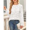 image:imageCHARTOU Womens Lace Eyelet Long Sleeve Tops Shirt Dressy Boho Floral Hollow Out Crochet Beach Blouses SummerWhite