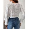image:imageCHARTOU Womens Lace Eyelet Long Sleeve Tops Shirt Dressy Boho Floral Hollow Out Crochet Beach Blouses SummerWhite
