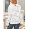 image:imageCHARTOU Womens Lace Eyelet Long Sleeve Tops Shirt Dressy Boho Floral Hollow Out Crochet Beach Blouses SummerWhite